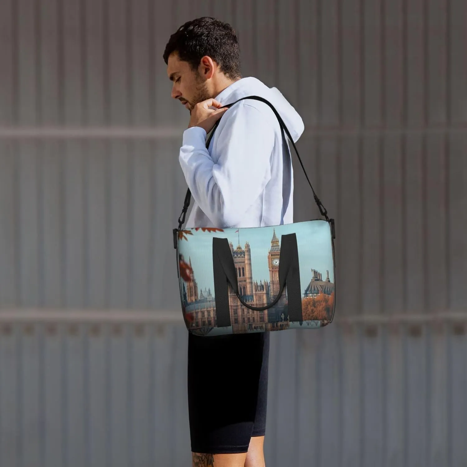 uk Bridge print Travel Duffel Bag, Sports Tote Gym Bag, Swim Pool Bag Large Shoulder Tote Bag for Beach Weekender