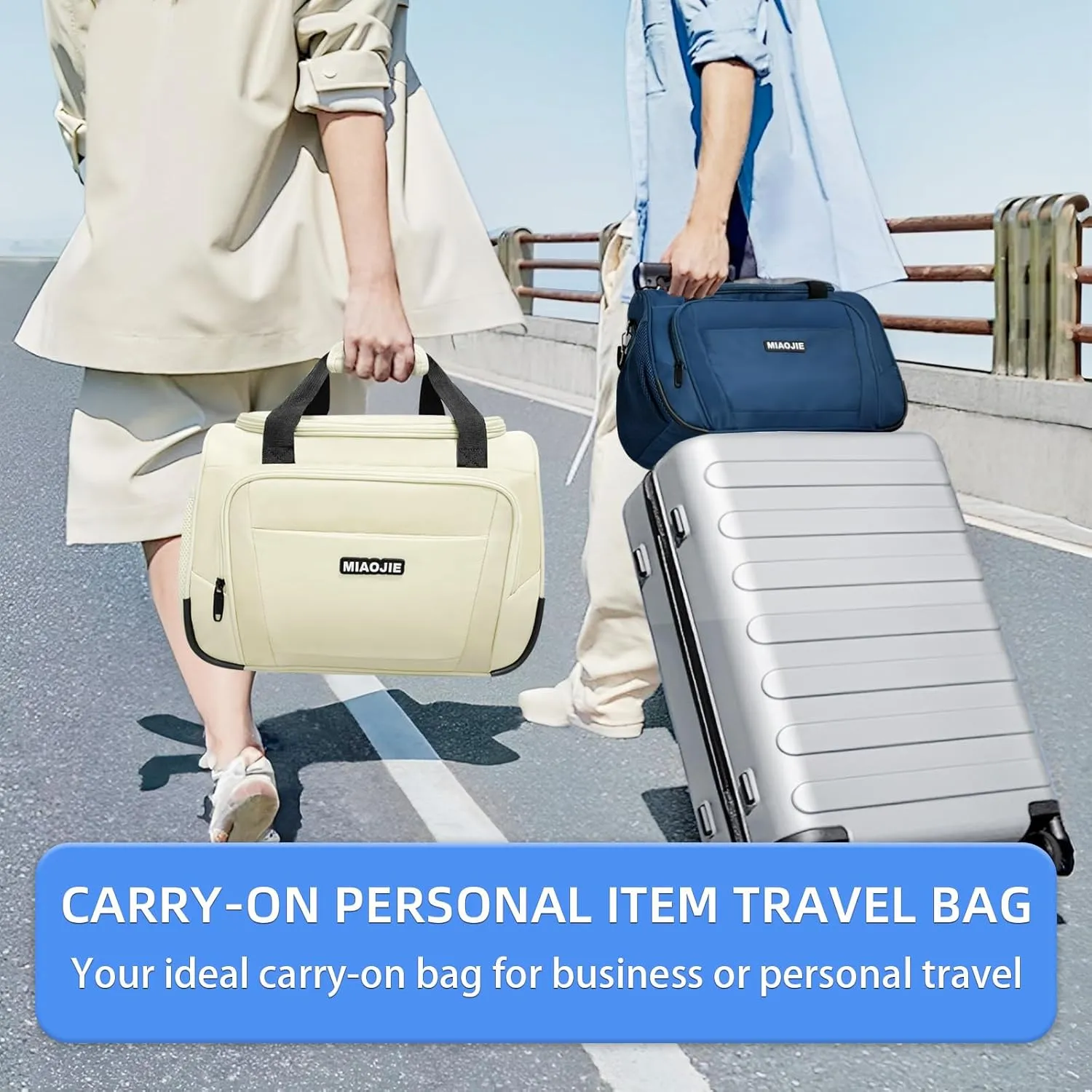 Underseat Carry On Luggage Lightweight Travel Tote Weekender Bag Overnight Duffle Bag for Travel, Travel Essentials Personal Item Travel Bag for Women and Men, Beige-16Inch