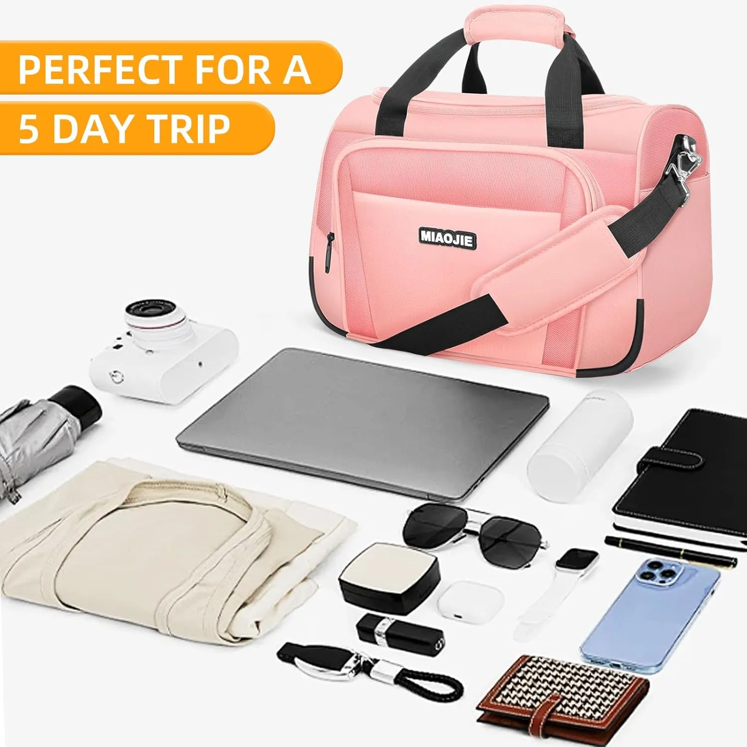 Underseat Carry On Luggage - Lightweight Travel Tote Weekender Bag Overnight Duffle for Travel, Personal Item - Pink-16Inch