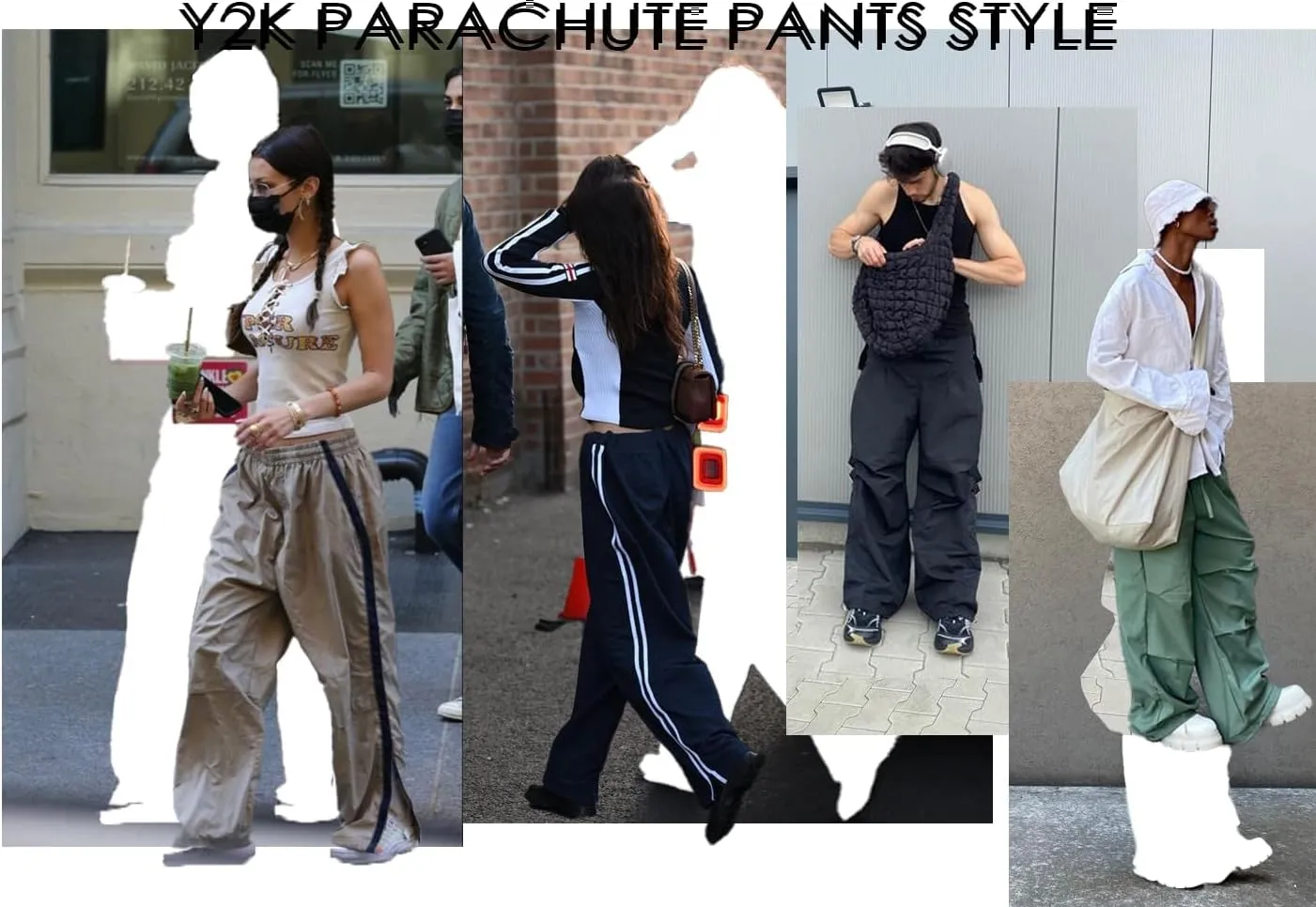 Unisex Y2k Parachute Pants Vintage Baggy Pants Track Pants Y2k Elasitc Waist Relaxed Track Pant for Men and Woman