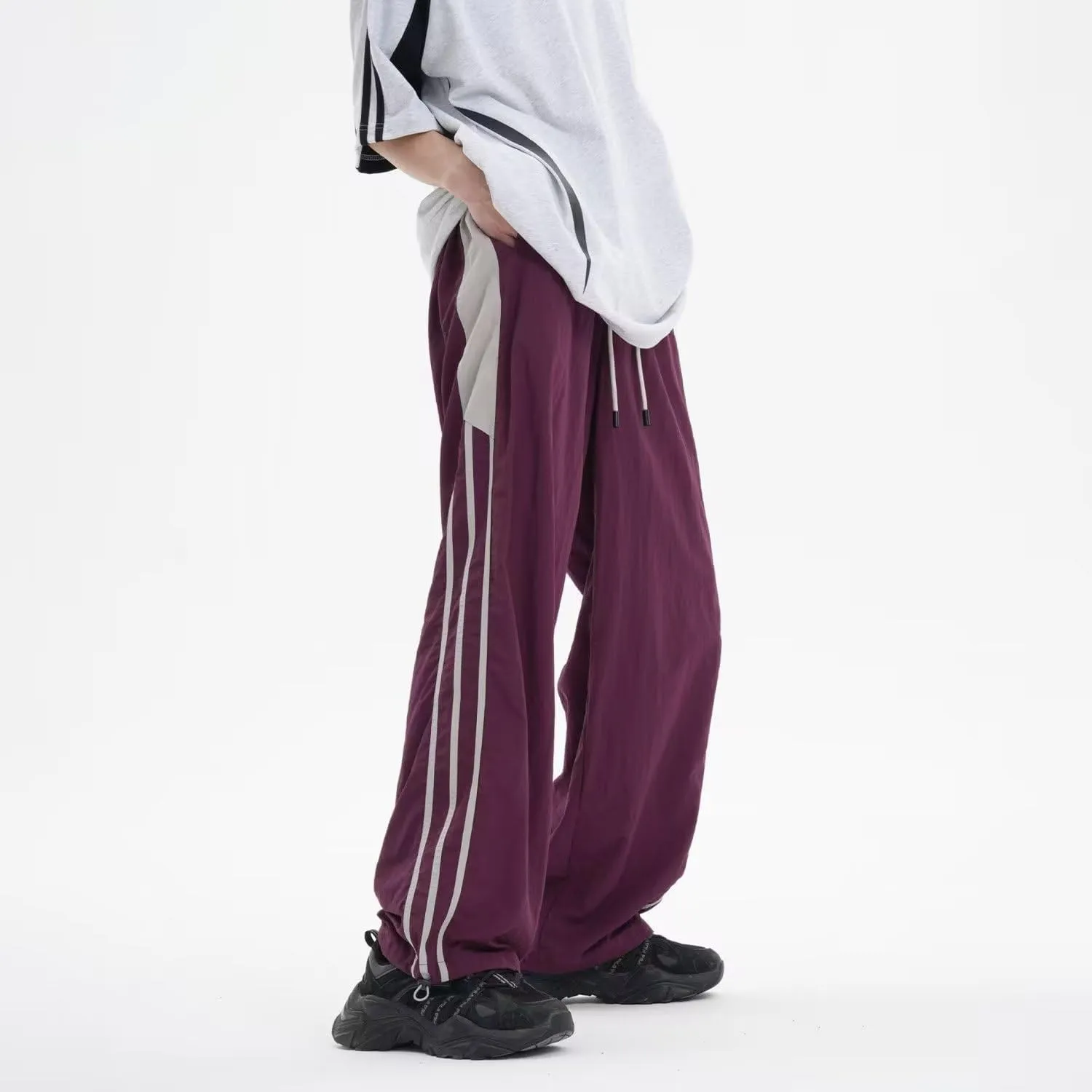 Unisex Y2k Parachute Pants Vintage Baggy Pants Track Pants Y2k Elasitc Waist Relaxed Track Pant for Men and Woman