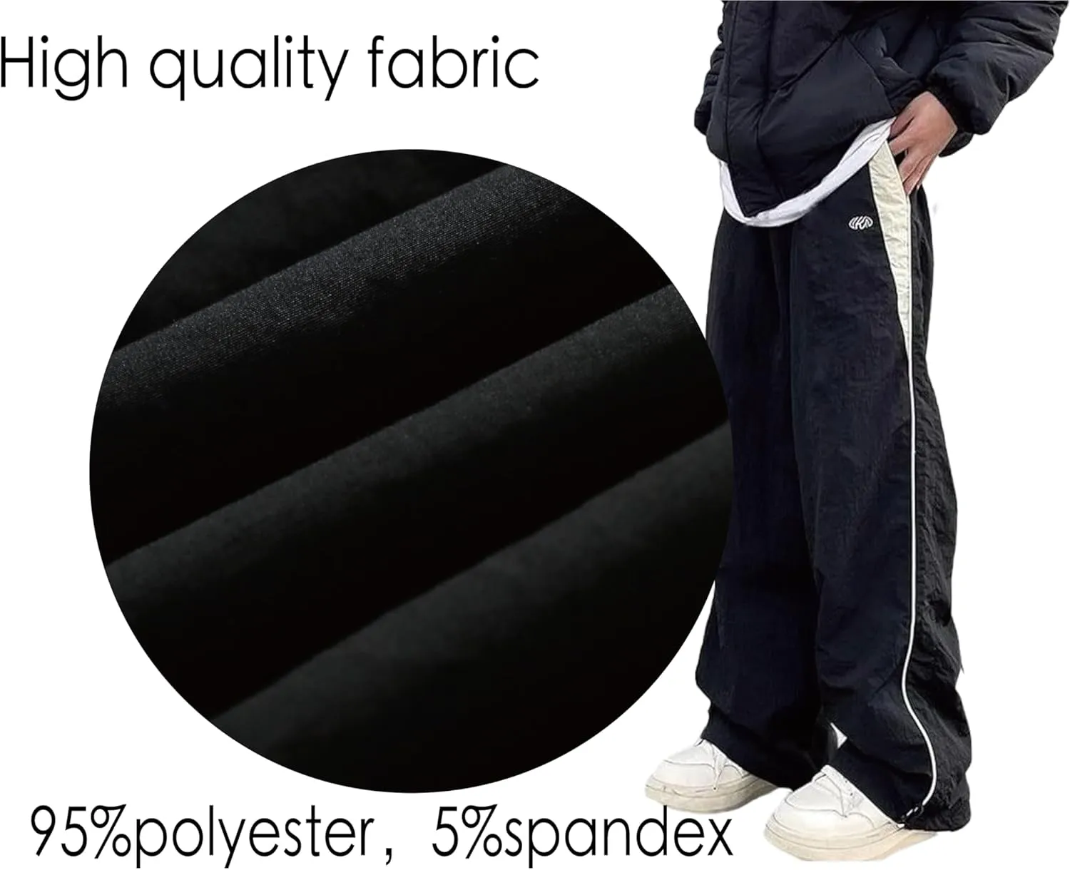 Unisex Y2k Sweatpants Vintage Baggy Pants Hip Hop Track Pants Y2k Parachute Pants for Men and Woman