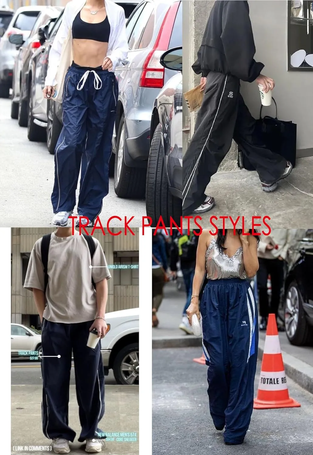 Unisex Y2k Sweatpants Vintage Baggy Pants Hip Hop Track Pants Y2k Parachute Pants for Men and Woman