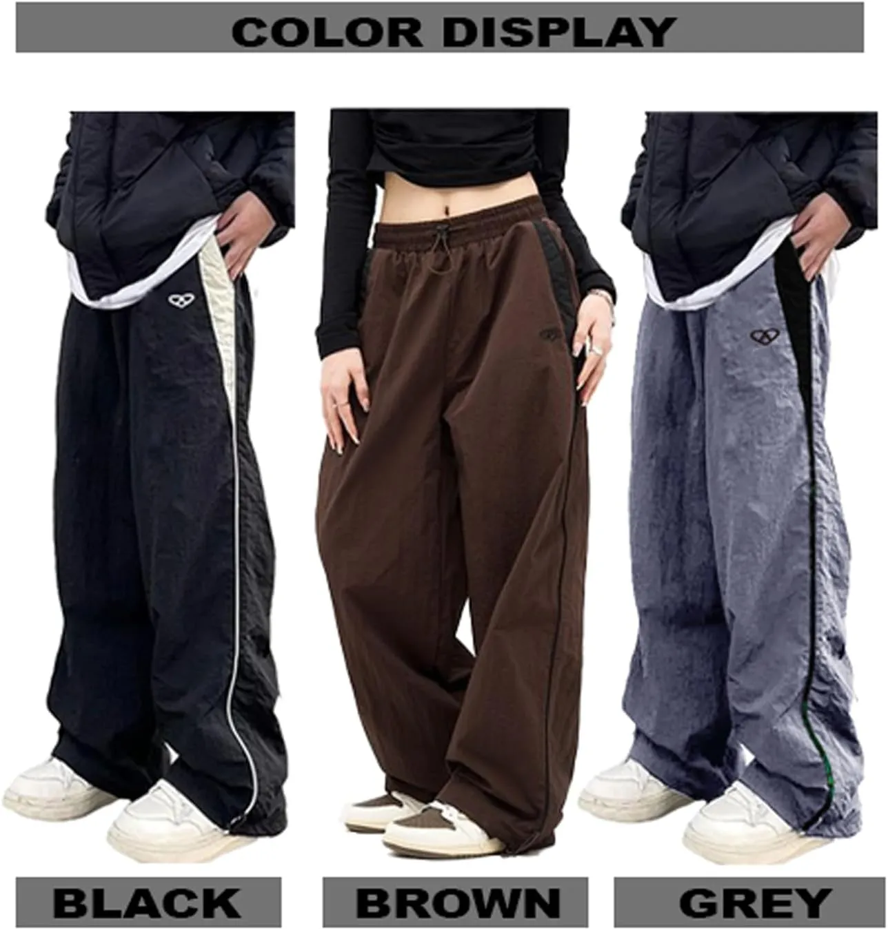 Unisex Y2k Sweatpants Vintage Baggy Pants Hip Hop Track Pants Y2k Parachute Pants for Men and Woman