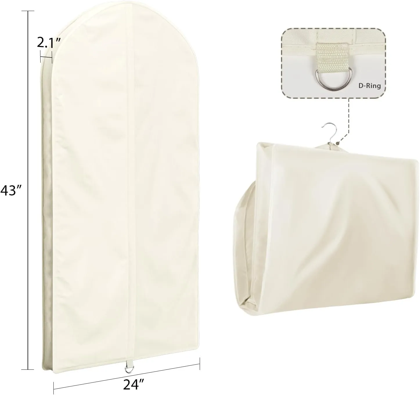 Univivi Premium Breathable Oxford Suit Bag for Storage, 43 inch Garment Bag for Hanging Clothes, Garment Covers for Closet Clothes Storage, Suit Cover for T-Shirt, Jacket, Suits, Coats – Beige