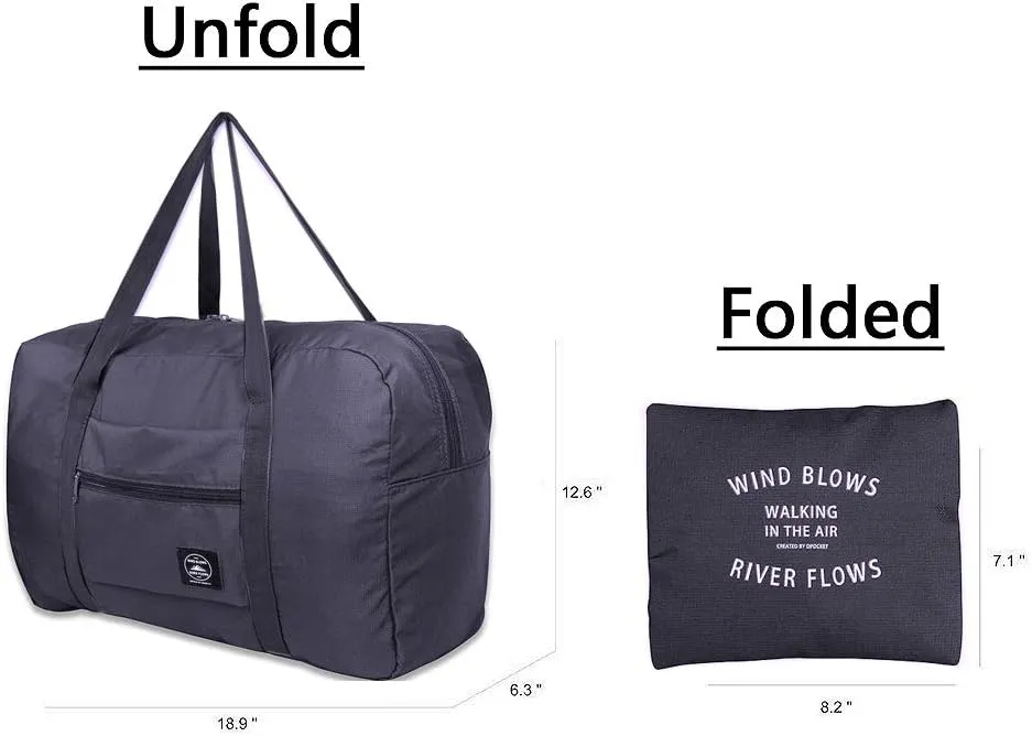 Unova Travel Duffel Bag Light Foldable Nylon Water Resistant Gym Bag Tote Hook onto Luggage