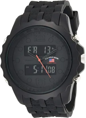 U.S. Polo Assn. Men's Digital Sports Watch – Black Dial with Alloy Case and Durable Silicone Strap – Waterproof, Multifunctional, and Adjustable Fit for Active Lifestyles