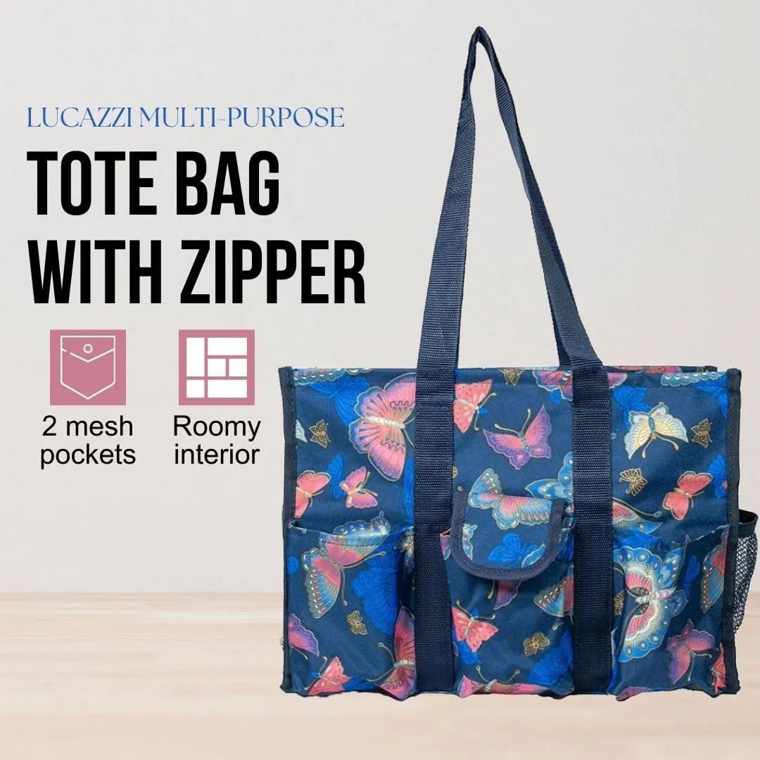 Utility Tote Bag with Zipper Top - Large Multipurpose Tote Organizer Bag