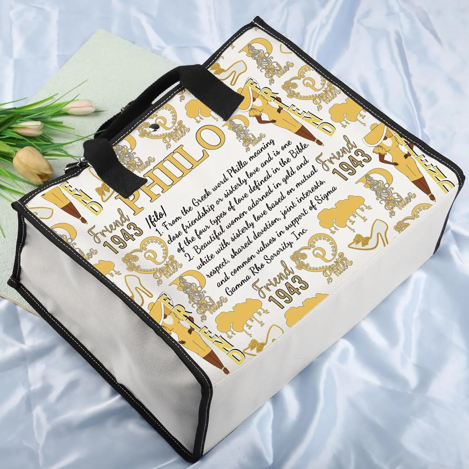 VAMSII Greek Sorority Gift for Women 1943 Sisterhood Makeup Bag Women Member Gift Sorority Sister Gift (USSorority1943Tote)