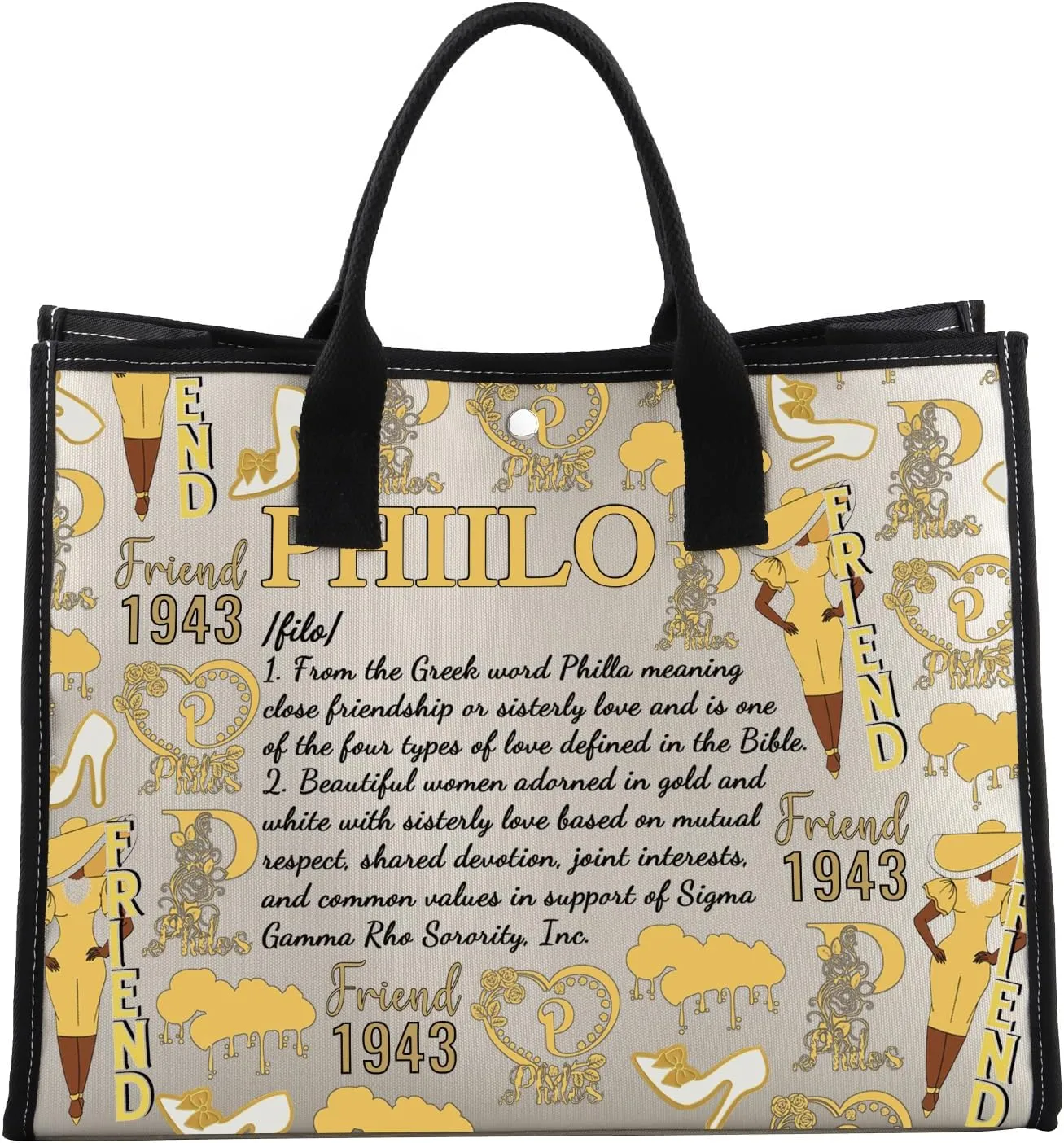 VAMSII Greek Sorority Gift for Women 1943 Sisterhood Makeup Bag Women Member Gift Sorority Sister Gift (USSorority1943Tote)