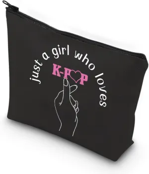 VAMSII K Army Makeup Bag Just a Girl Who Love K Travel Toiletry Bag for K Fans k Lovers (Love K)