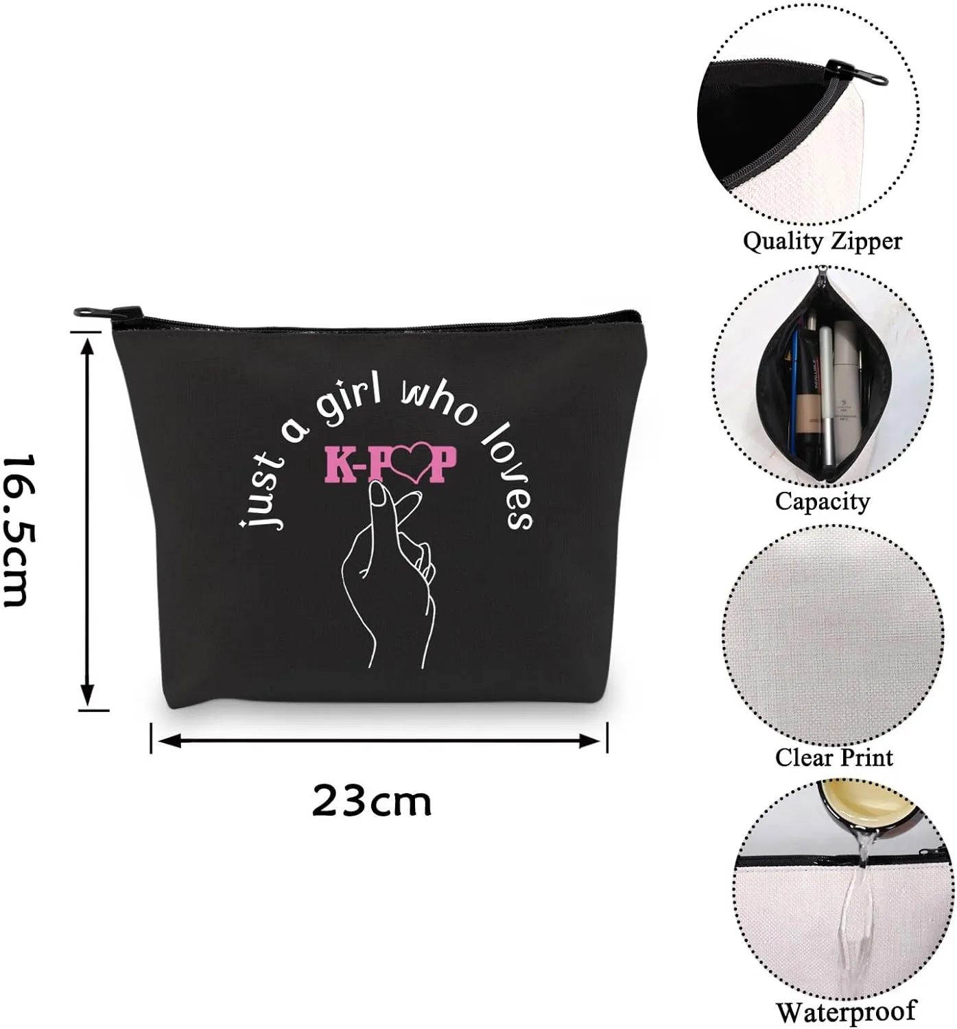 VAMSII K Army Makeup Bag Just a Girl Who Love K Travel Toiletry Bag for K Fans k Lovers (Love K)