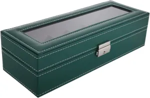VANZACK Elegant Glass Lid Watch Display Case Slot Watch Holder Organizer for Men and Women Spacious Jewelry Storage Box with Sleek Minimalist Design for Home Office Use