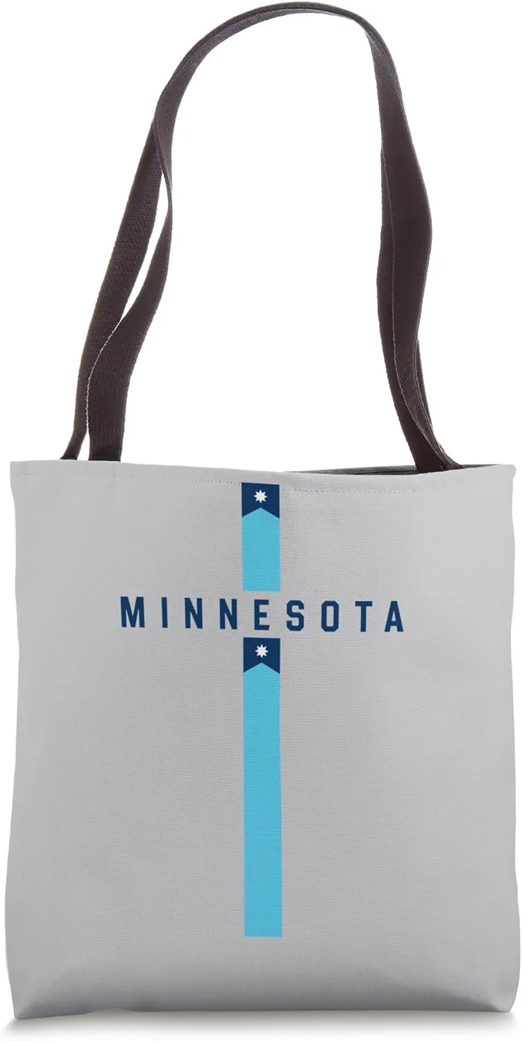 Vertical Minnesota Flag, “MINNESOTA” in capital letters Tote Bag