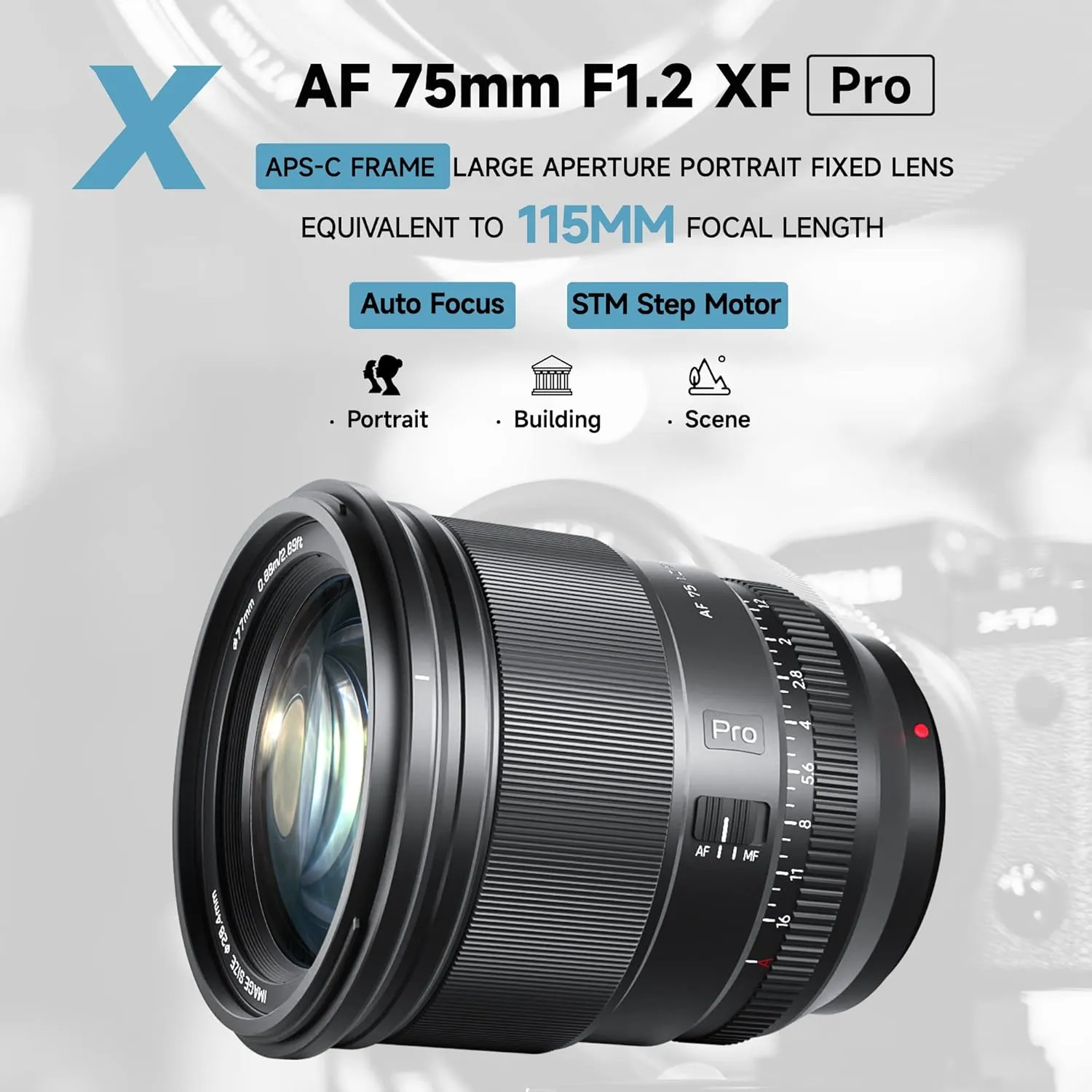 VILTROX 75mm f/1.2 F1.2 XF Lens for Fuji-X Mount, Large Aperture Wide Angle APS-C Prime Lens for Fujifilm Camera X-A5 X-A7 X-E1 X-E2S X-H1 X-M1 X-PRO2 X-PRO3 X-T1 X-T10 X-T30II X-T100 X-S10 X-H2S X-T5