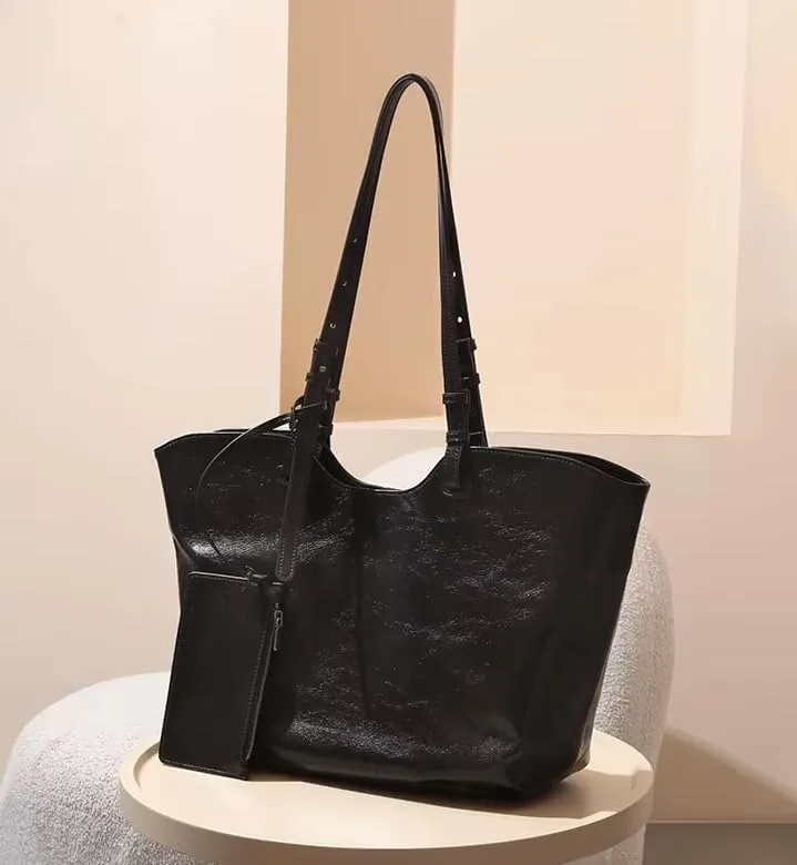 Vintage Large Capacity Genuine leather Shoulder Tote Bag