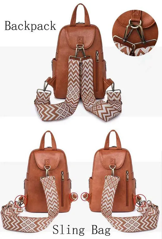 Vintage Modern Simple Nylon  Convertible Backpack Sling