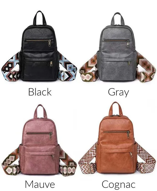Vintage Modern Simple Nylon  Convertible Backpack Sling