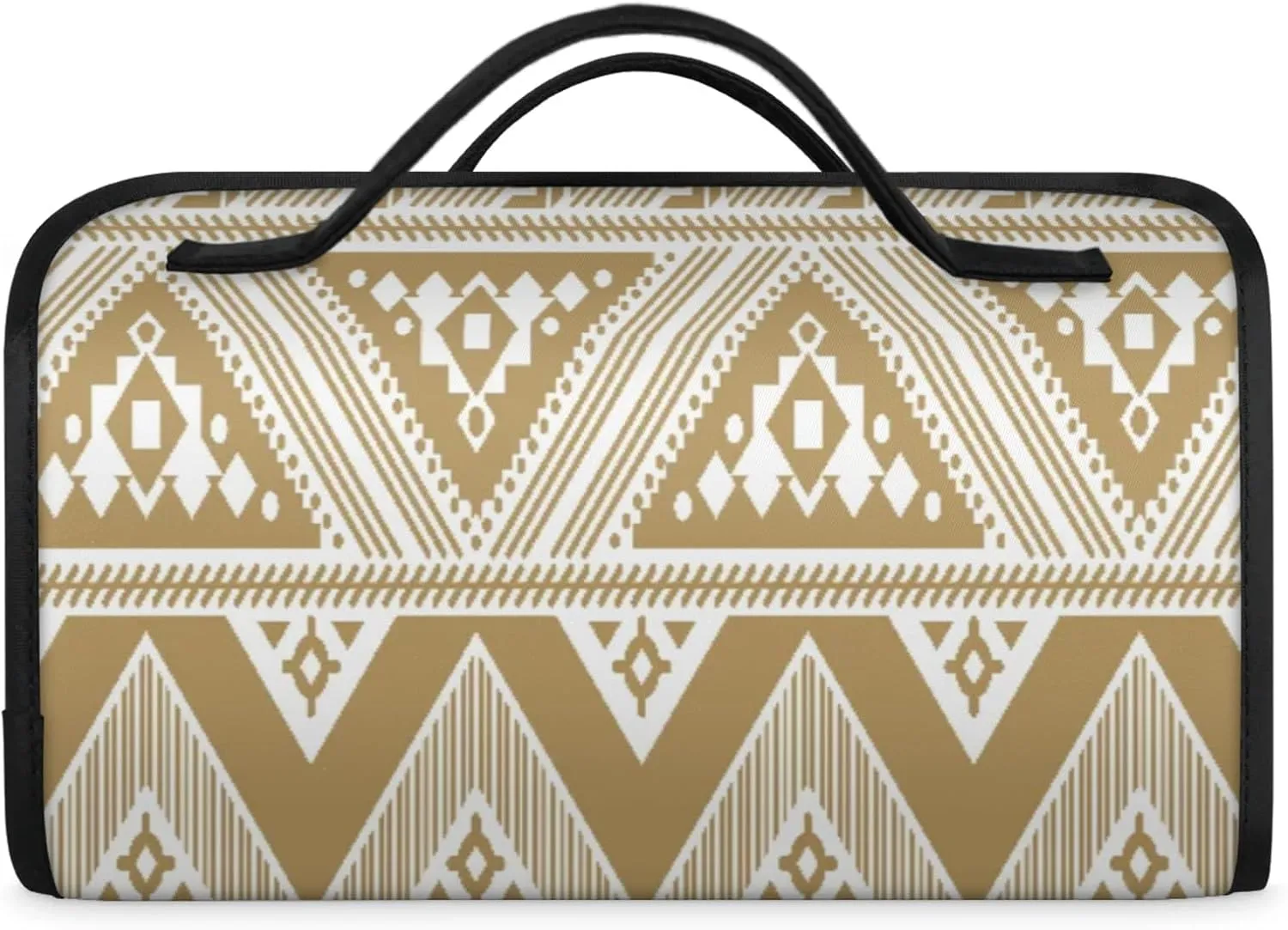 Vintage Pattern Aztec Toiletry Bag Water Proof Travel Makeup Case Large Capacity 4 in 1 Foldable Cosmetics Storage for Women Men Removable Zipper Clear PVC Pockets
