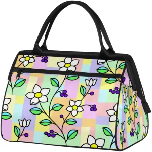 Vintage Petals Weekender Bags for Women 25L Small Travel Duffel Bag Teen Girl Village Overnight Tote Bags Ladies Gym Duffle Carry On Bag