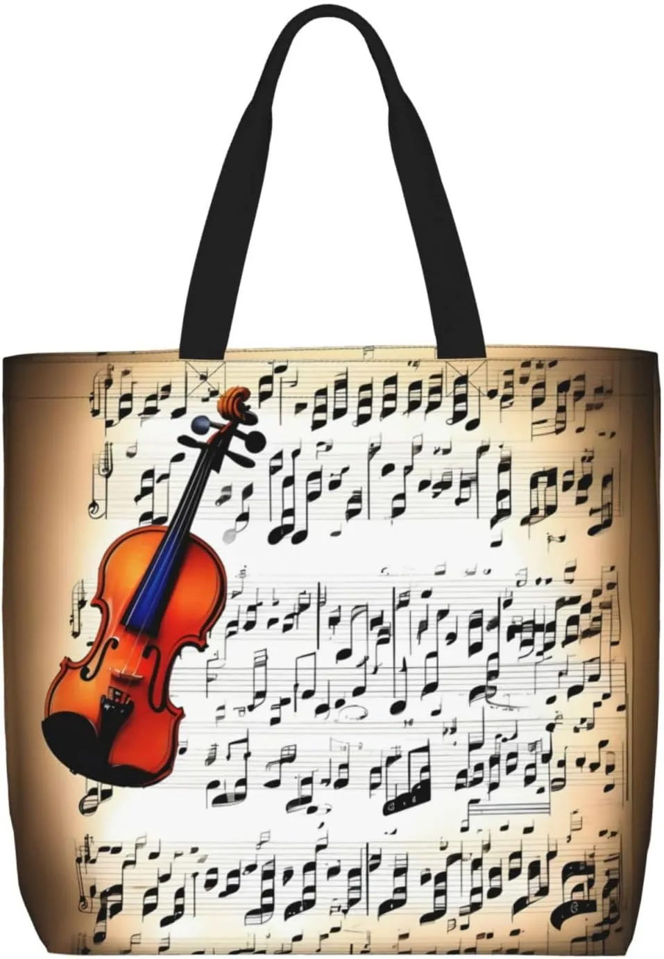 Violin Sheet Music print Large capacity zipper shoulder convenience bag tote bag Gift travel shopping bag