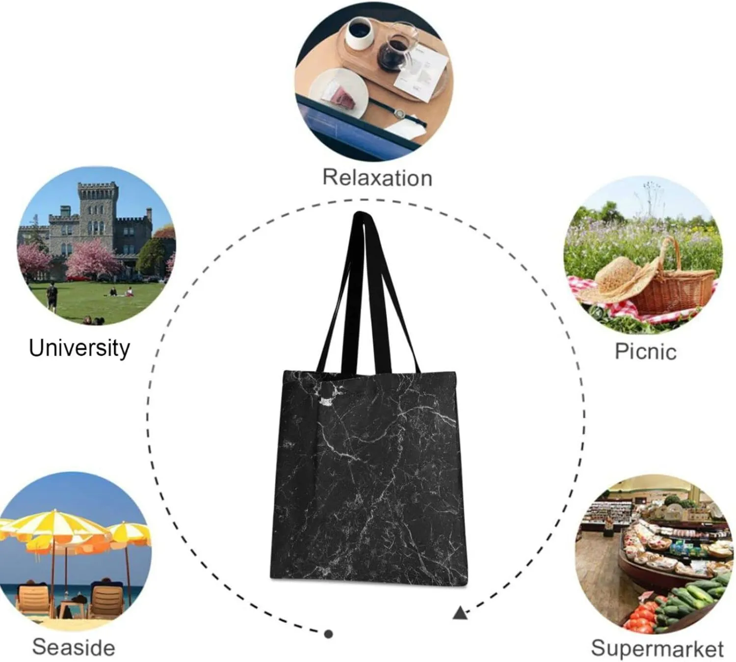 visesunny Large Women Casual Shoulder Bag Handbag Shopping Grocery Canvas Bag