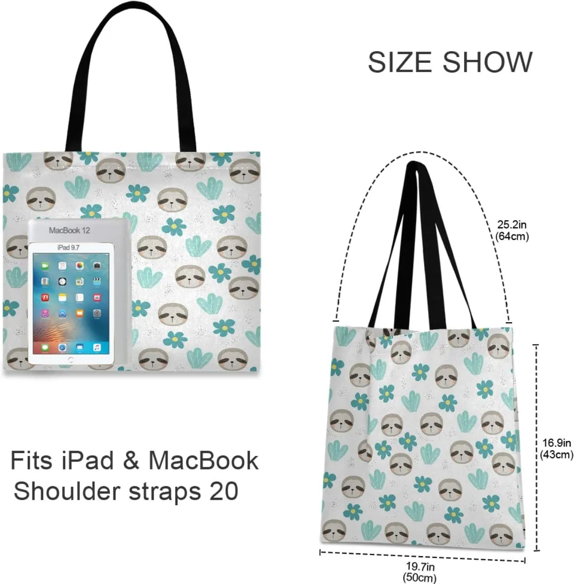 visesunny Large Women Casual Shoulder Bag Handbag Shopping Grocery Canvas Bag