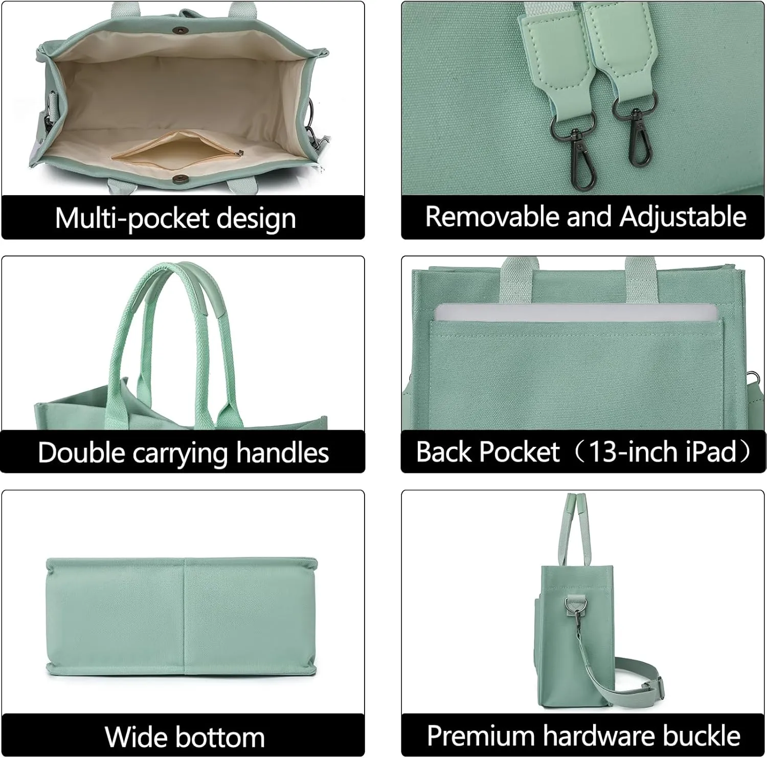 VODIU Canvas Tote Bag for Women,Laptop Bag Work Tote Bag Women Crossbody Purse Handbag Shoulder Travel Messenger Gym Tote