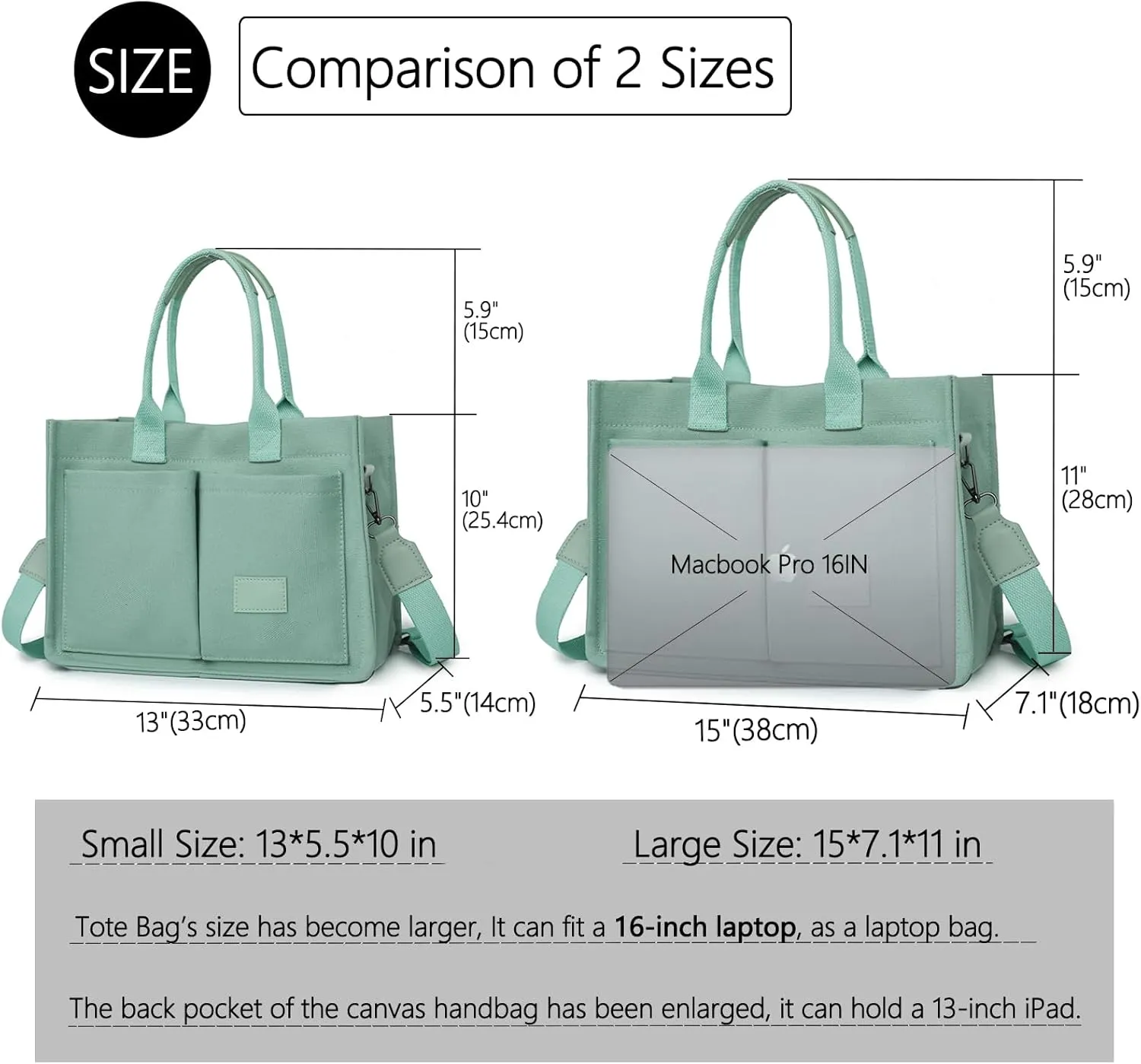 VODIU Canvas Tote Bag for Women,Laptop Bag Work Tote Bag Women Crossbody Purse Handbag Shoulder Travel Messenger Gym Tote