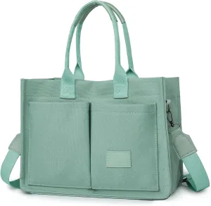 VODIU Canvas Tote Bag for Women,Laptop Bag Work Tote Bag Women Crossbody Purse Handbag Shoulder Travel Messenger Gym Tote