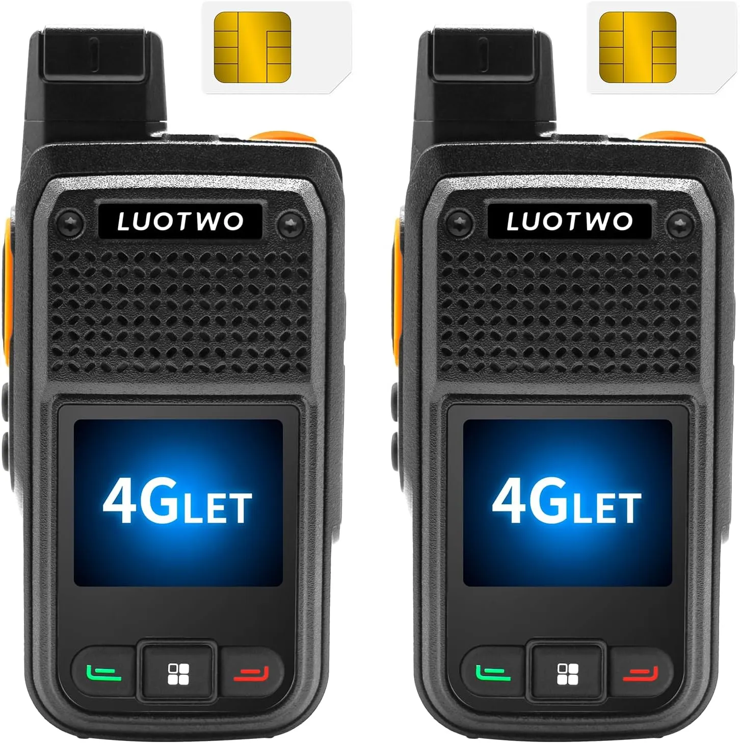 W500 2 Pack Global Walkie Talkie with SIM Card 4G Unlimted Communication Long Range POC Two Way Radios for Adults LTE 8000mAh Intercom 5000KM with GPS Lifetime Use Without Renewal