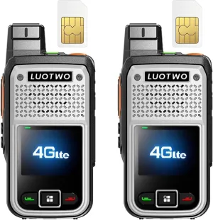 W500 2 Pack Global Walkie Talkie with SIM Card 4G Unlimted Communication Long Range POC Two Way Radios for Adults LTE 8000mAh Intercom 5000KM with GPS Lifetime Use Without Renewal