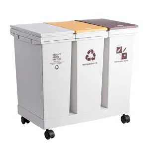 WaLdor Trash Cans Plastic Classified Double-Bucket Trash can Household Press-Open lid Wheeled Large-Capacity Square Trash can Kitchen Garbage can (Size : L)