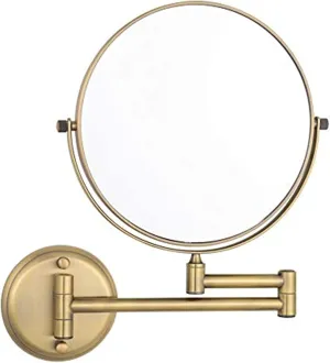 Wall Mounted Makeup Mirror, 1X＆3X/5X/7X/10X Magnification Vanity Mirrors, 8 Inch Double Sided Folding Swivel Cosmetic Shaving Mirrors,Black,5X (Color : Rose Gold, Size : 5X)