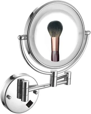 Wall Mounted Makeup Mirror Bathroom Mirror Wall Mirror 3X Magnification Cosmetic Mirror Double Sided Swivel Extendable LED for Bathroom, Spa, Plugging in,Chrome(Chrome)