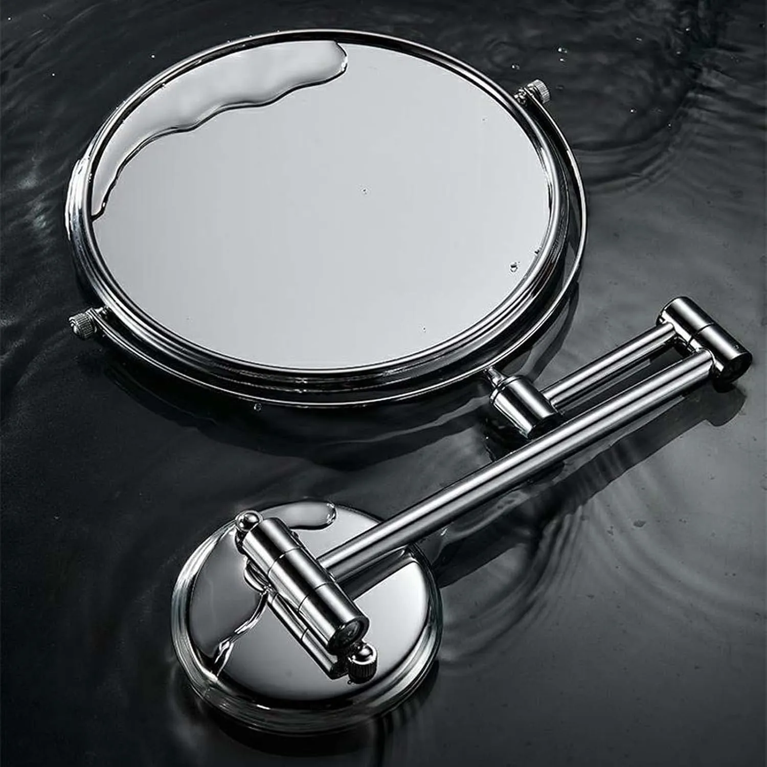 Wall Mounted Makeup Mirror, Two-Sided Swivel Extendable Bathroom Mirror, 1X/3X/5X/7X/10X Magnifying Vanity Mirror, 360° Swivel Extendable Round Shaving Mirror, Use for Makeup Application