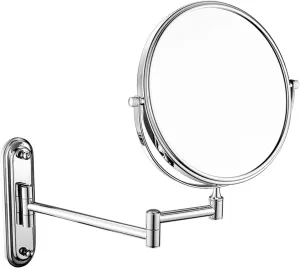 Wall-Mounted Makeup Mirror,Metal Copper 8 Inch Vanity Mirror,3 Times Square Shaving Mirror,Double Sided Bathroom Mirror (Color : One Color, Size : 10 Times Magnification)