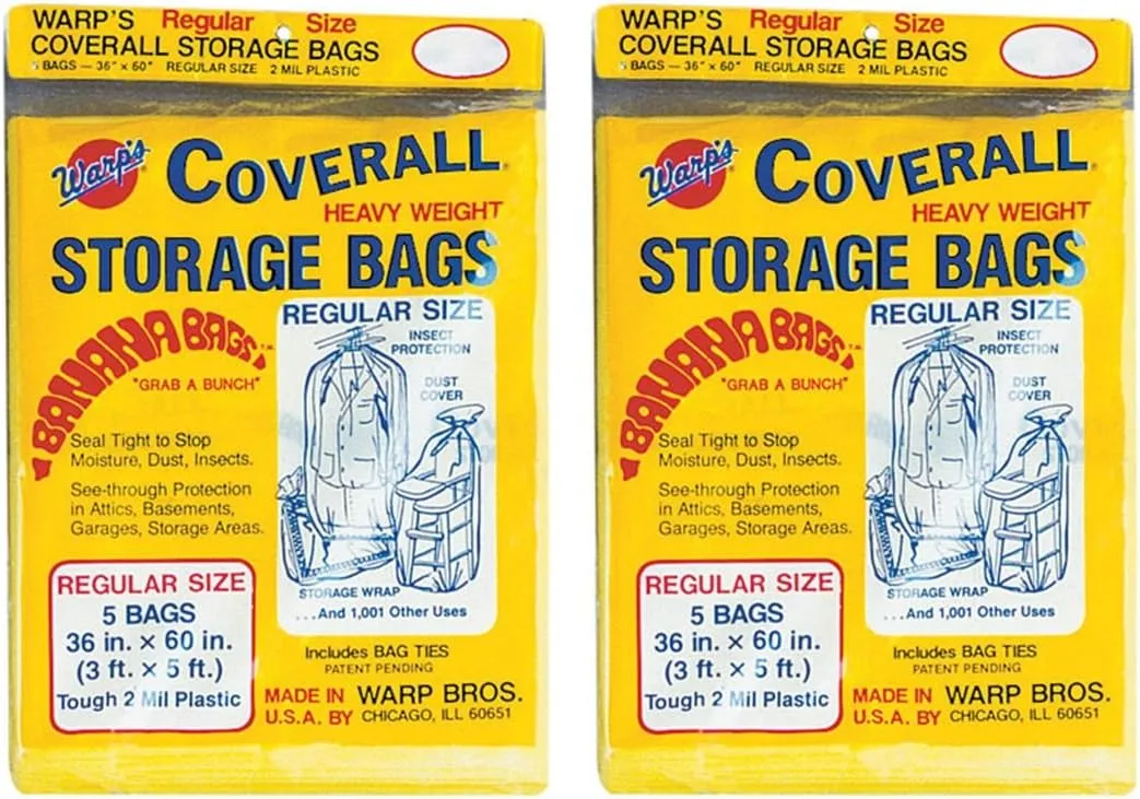 Warp'S Storage Bag Banana Bag Regular Yellow 36" X 60" 5 Bags Per Pack - 2 Pack (Total 10 Bags)