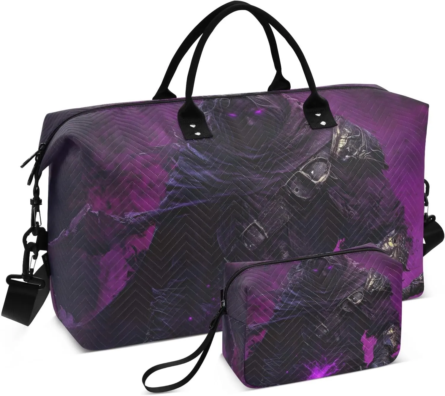 Warrior Purple Fantasy Large Travel Duffel Bag, Sports Tote Gym Bags, Shoulder Weekender Overnight Bags for Women Men