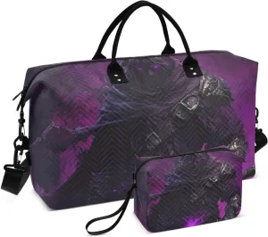 Warrior Purple Fantasy Large Travel Duffel Bag, Sports Tote Gym Bags, Shoulder Weekender Overnight Bags for Women Men