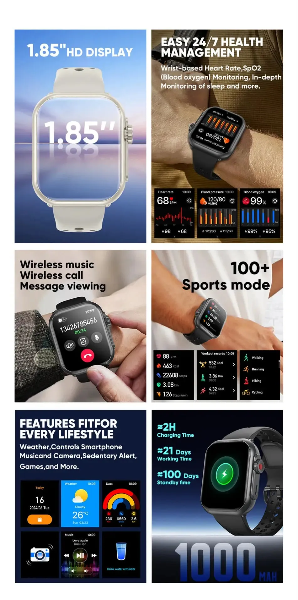 Watch Ultra 2 SE Men Women 1000mAh AMOLED Heart Rate 100 Sport Bluetooth Call GPS Track Waterproof Smart Watch For IOS Android