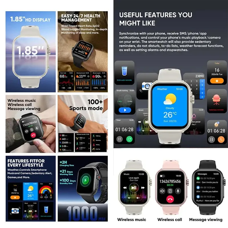 Watch Ultra 2 SE Men Women 1000mAh AMOLED Heart Rate 100 Sport Bluetooth Call GPS Track Waterproof Smart Watch For IOS Android
