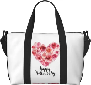 Watercolor heart pink roses print Travel Duffel Bag, Sports Tote Gym Bag, Swim Pool Bag Large Shoulder Tote Bag for Beach Weekender