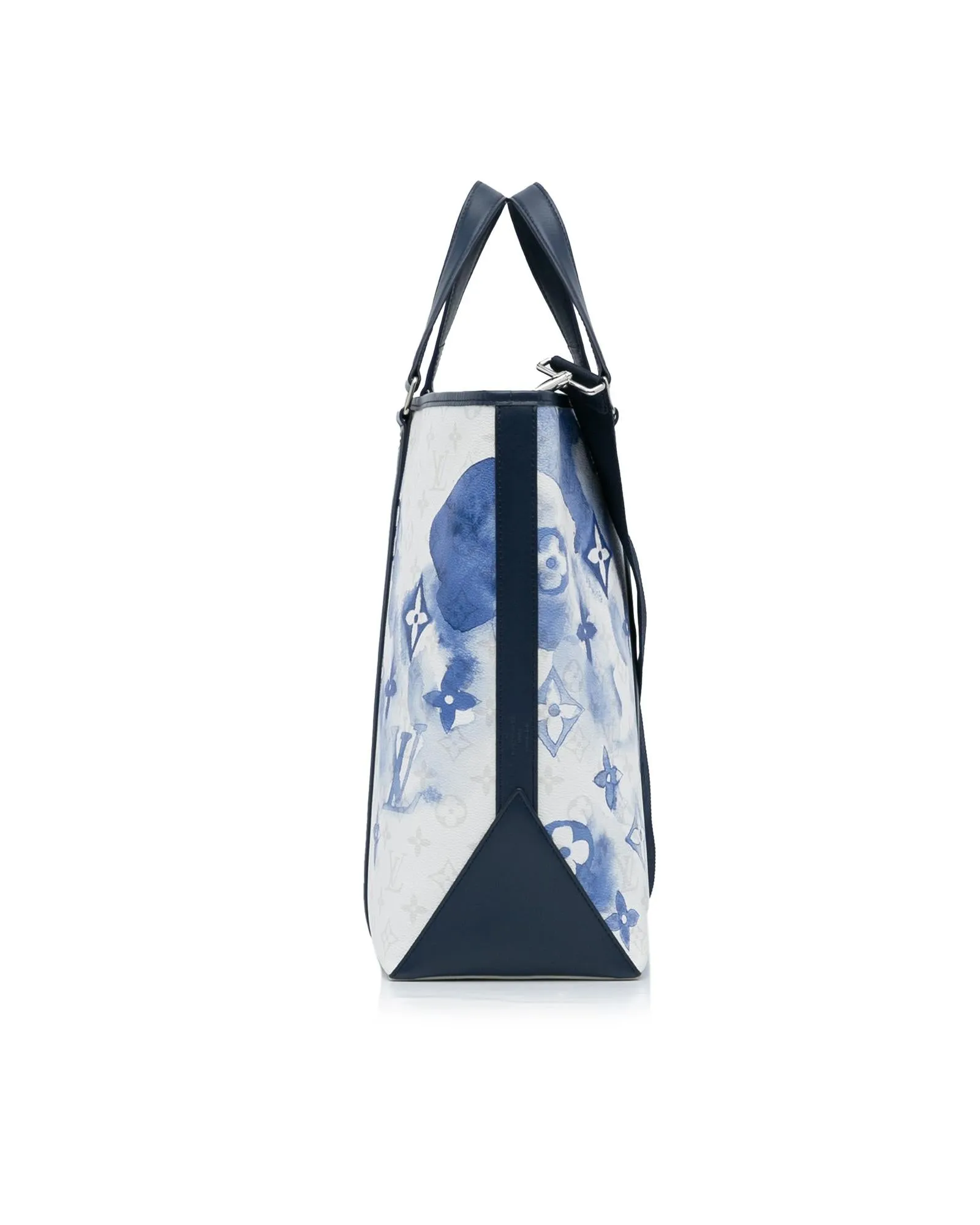 Watercolor Monogram Tote Bag Blue Style