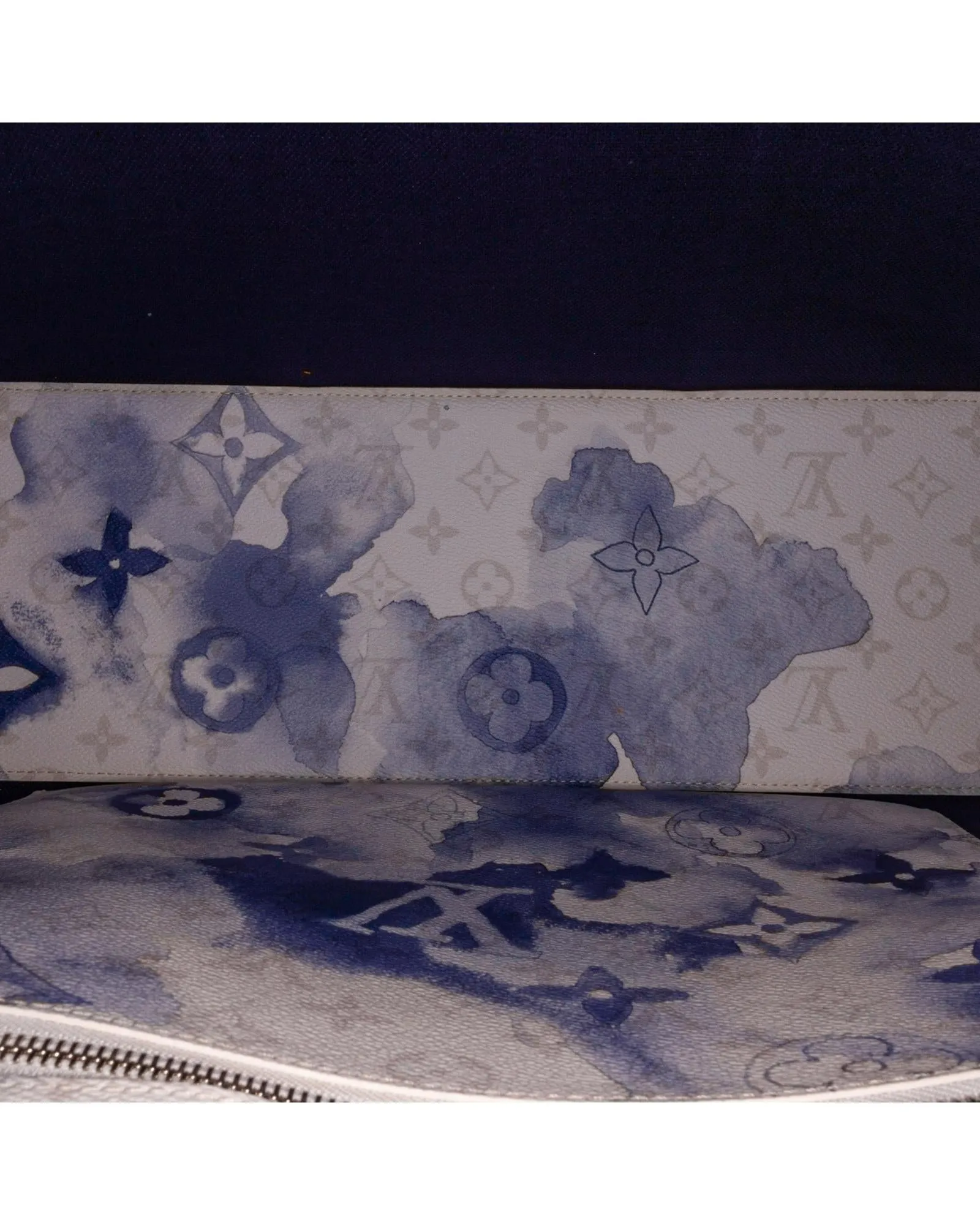Watercolor Monogram Tote Bag Blue Style