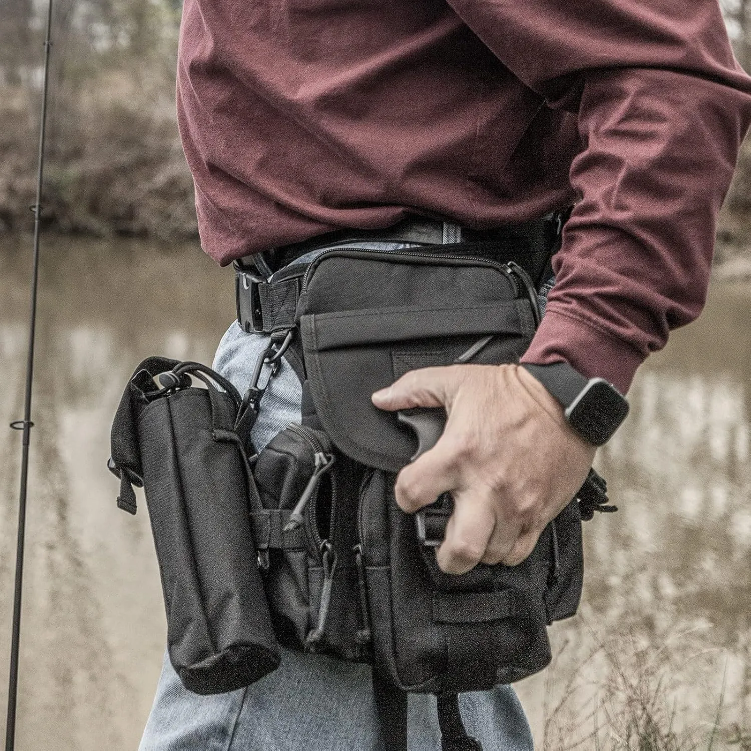 Waterproof Military Tactical Drop Leg Pouch Bag Type B Cross Over Leg Rig Outdoor Bike Cycling Hiking Thigh Bag