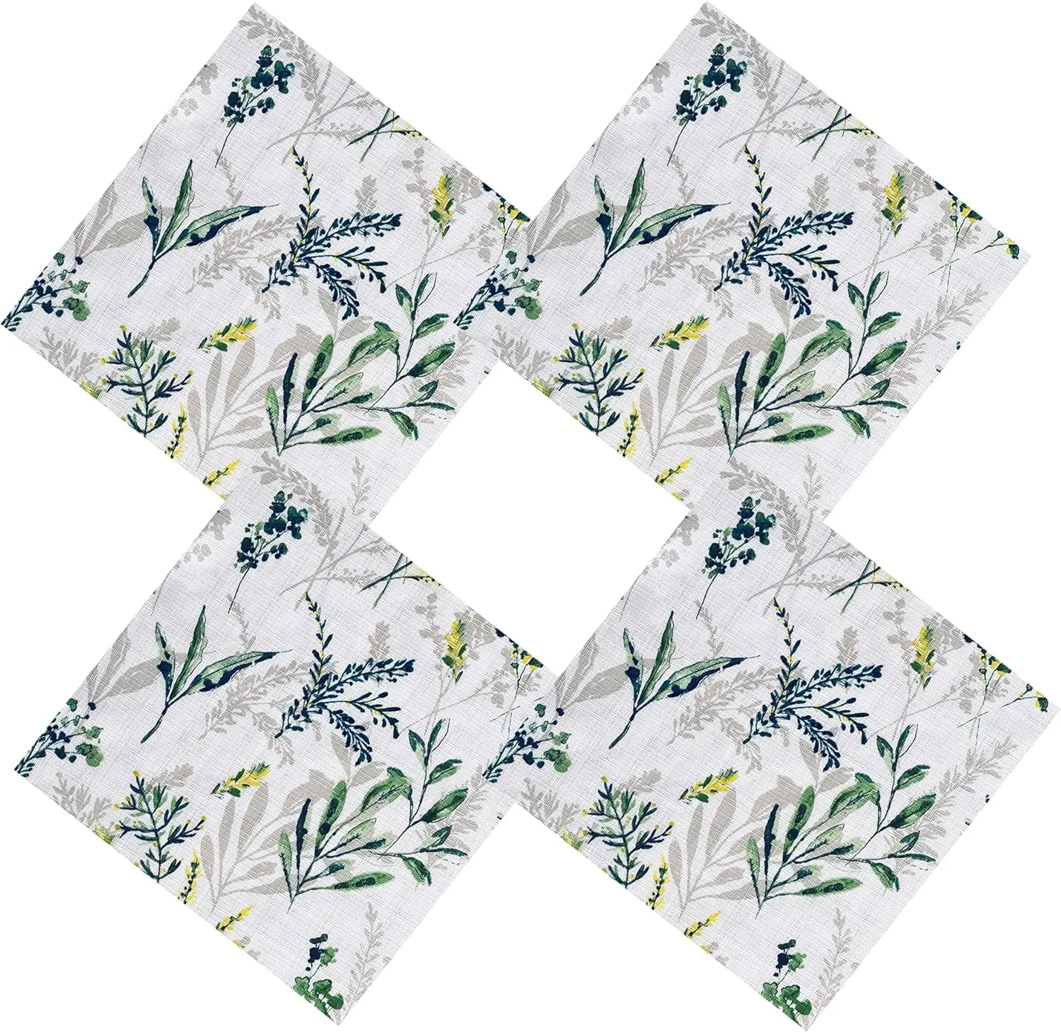 Waverly Meadow Views Indoor/Outdoor Floral Print Fabric Napkins, Blue, Green and Yellow Wildflower Design, Stain and Water Resistant Tablecloth, Wrinkle Free Fabric Napkins, Set of 4 Napkins, Purple