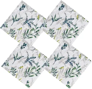 Waverly Meadow Views Indoor/Outdoor Floral Print Fabric Napkins, Blue, Green and Yellow Wildflower Design, Stain and Water Resistant Tablecloth, Wrinkle Free Fabric Napkins, Set of 4 Napkins, Purple