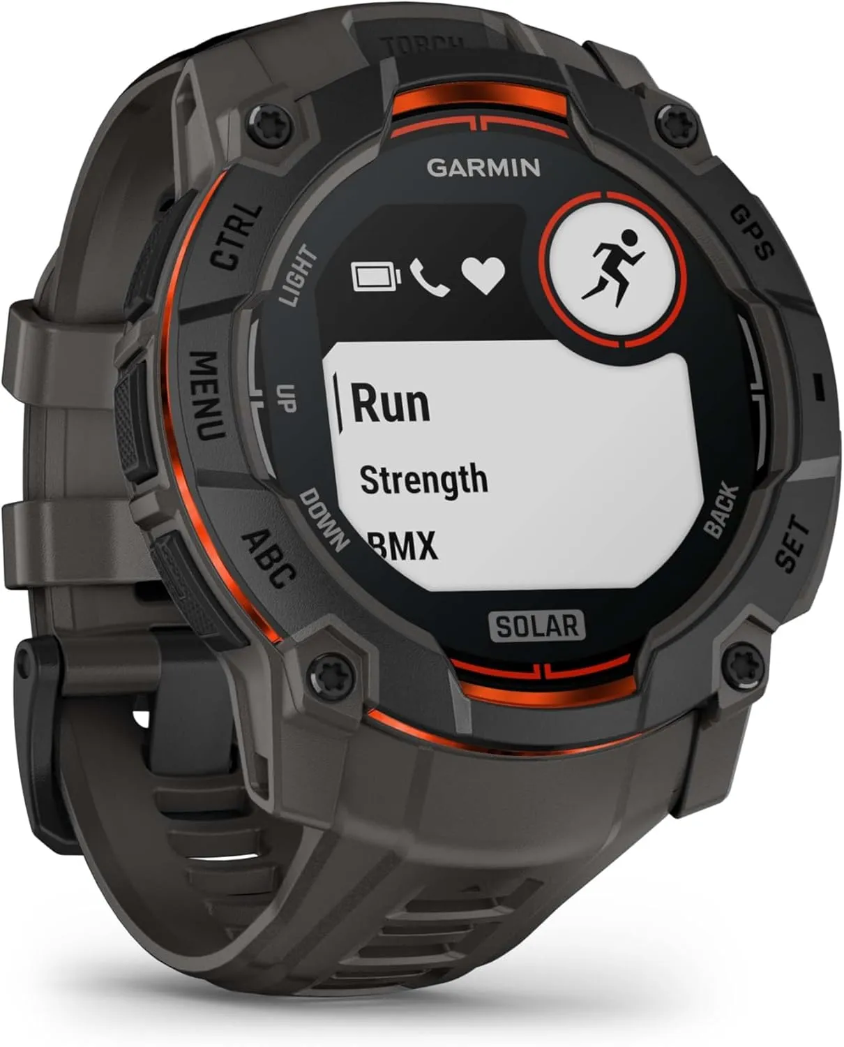 Wearable4U Garmin Instinct 3 Solar 50 mm, Rugged Outdoor GPS Smartwatch, Built-in Flashlight, Up to 40 Days of Battery Life, Black with Charcoal Band Bundle