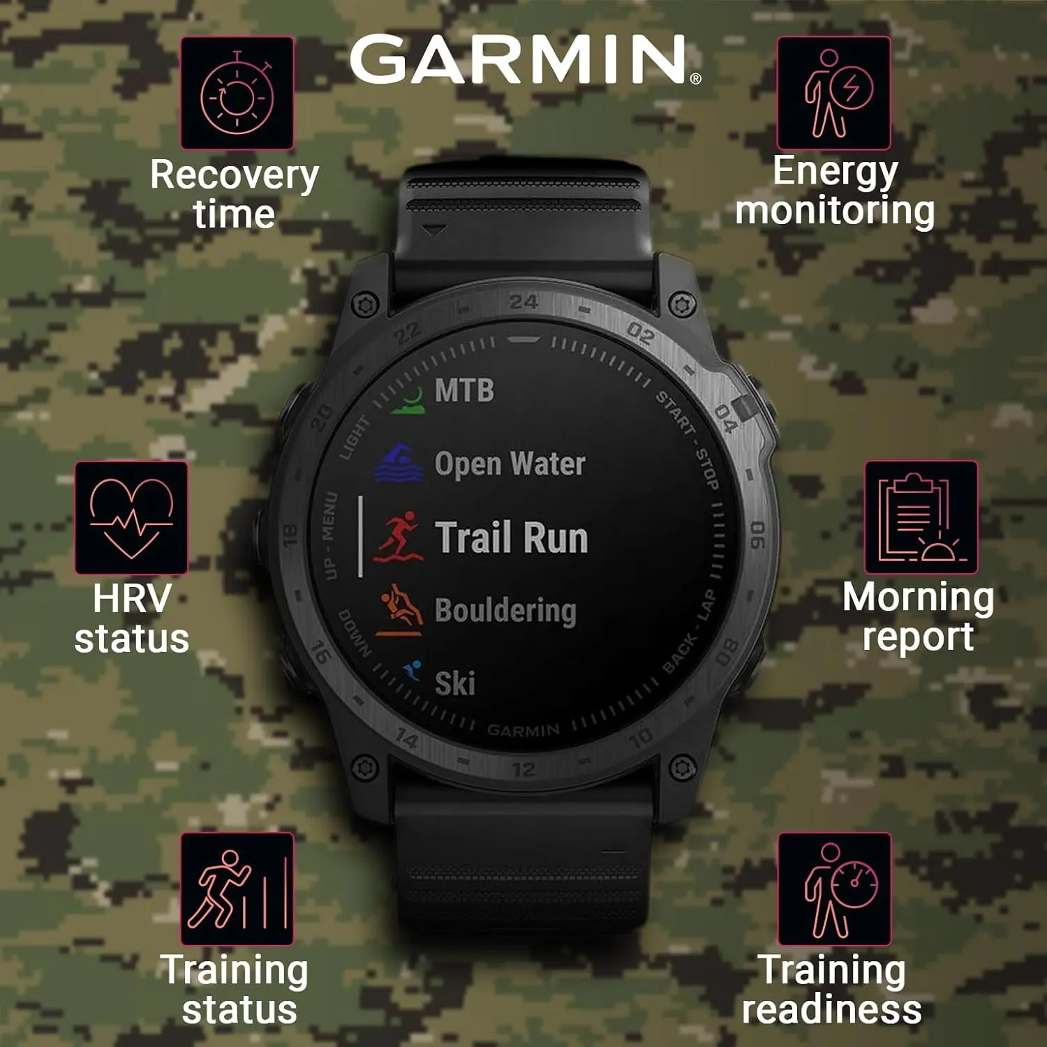 Wearable4U - Garmin tactix 7 GPS Tactical Smartwatch with Bundle (tactix 7 Standard, Black Earbuds)